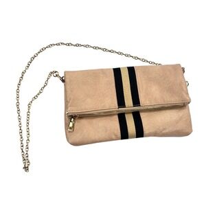 MODA LUXE Crossbody Purse Clutch Blush Black Handbag Vegan Leather Blush Classy